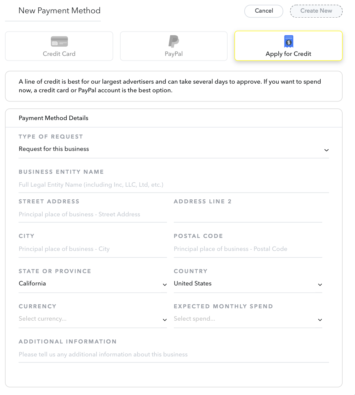 establish a line of credit