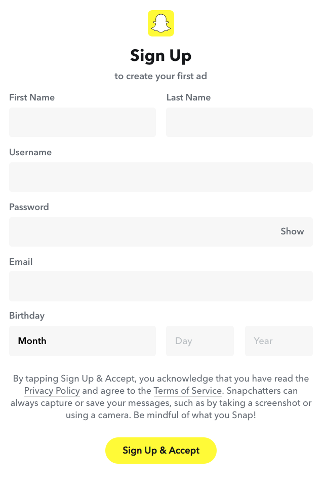 Create a Snapchat Account